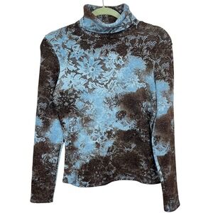 Vintage Y2K Cache Grunge Whimsigoth Forest Fairy Abstract Lace Turtleneck Size L